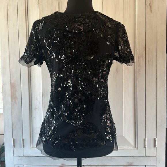 Custom made black sequin top, size 6 - Picture 1 of 4